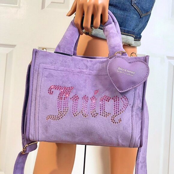 Juicy Couture Dusty Violet Big Spender Heart Charm Mini Tote Bag Satchel NWT - Picture 3 of 12